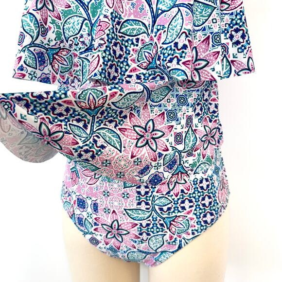 Stella Parker Tiered One-Piece Swimsuit Floral Multicolor M - Picture 4 of 10